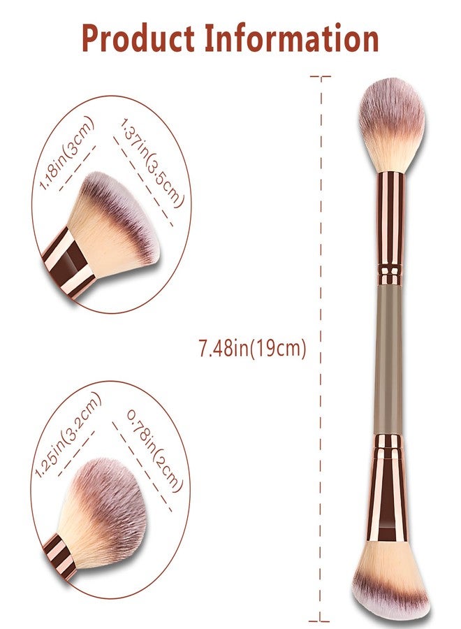 Jaasuee Double-Ended Foundation Makeup Brush, Angled/Round Top for Liquid, Powder & Cream Blending (Brown), champagne gold - Image 2