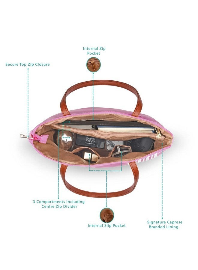 Caprese Womens Buddy T Large Soft Pink Shoulder Tote - Image 3