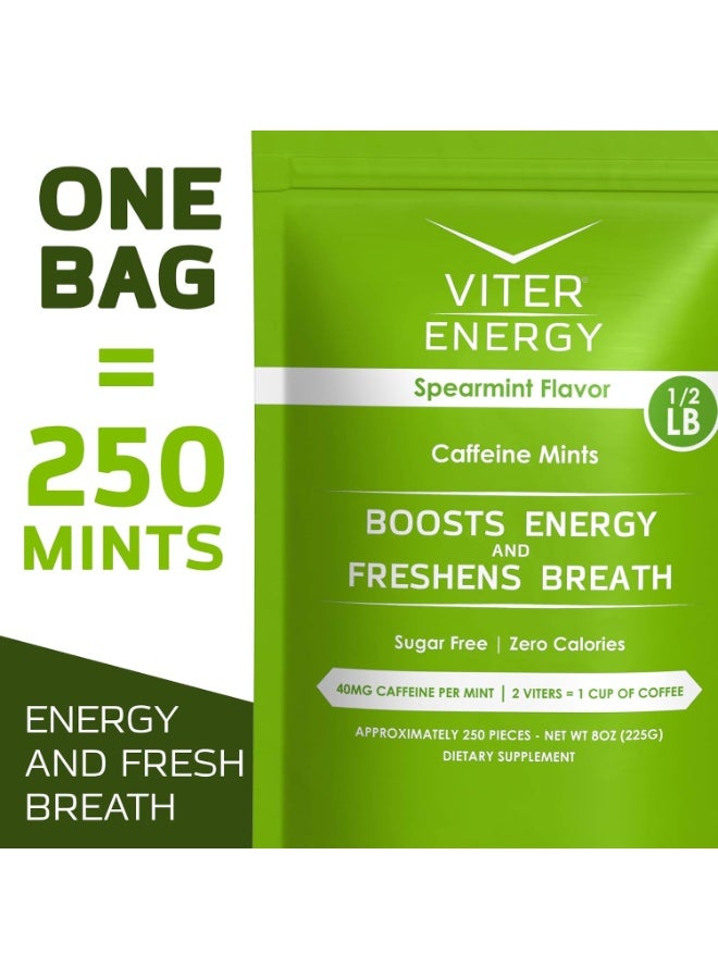 Viter Energy Caffeine Mints - Sugar Free, B Vitamins, Vegan, Boosts Fast Energized Alert Focus, Caffeinated Nootropic Supplement Pills (Spearmint Flavor, 8oz, Bulk Bag) - Image 5