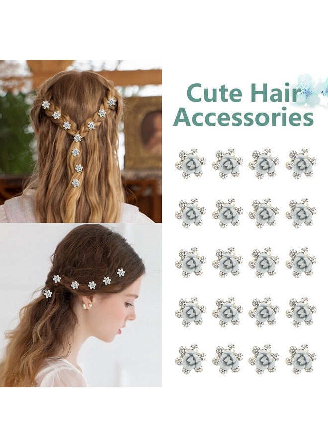 YISSION 20Pcs Mini White Flower Hair Clips Cute Rhinestone Hair Pins Small Decorative Hair Clips Wedding Hair Barrettes Red Flower Hair Clips Bridal Hair Accessories for Girls Women - Image 4