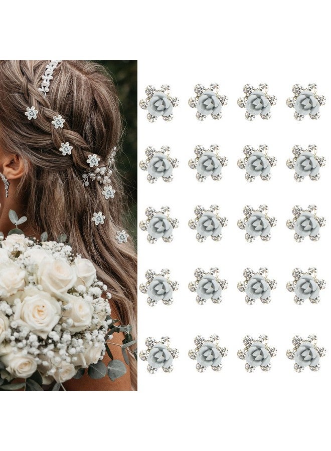 YISSION 20Pcs Mini White Flower Hair Clips Cute Rhinestone Hair Pins Small Decorative Hair Clips Wedding Hair Barrettes Red Flower Hair Clips Bridal Hair Accessories for Girls Women - Image 1