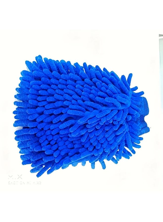 Blue Microfiber Cleaning Gloves Super Soft Absorbent Traceless For Car Boat Home - Image 1
