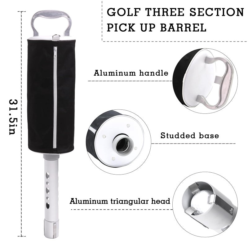 HOW TRUE Golf Ball Shag Bag with Aluminum Handle and Frame | Shag Bag for Golf Balls Golf Ball Retriever | Hold up to 70 Balls - Image 2
