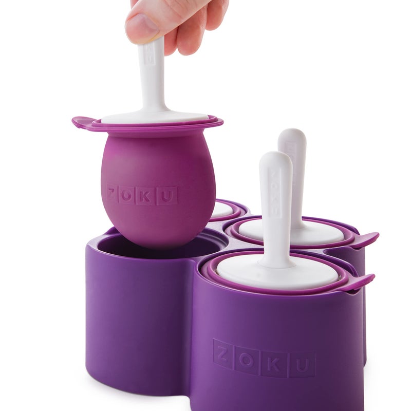 ZOKU Round Pop Molds - 4 Silicone Popsicle Molds with Reusable Sticks and Drip Guards, Easy-Release, BPA-Free - Image 2