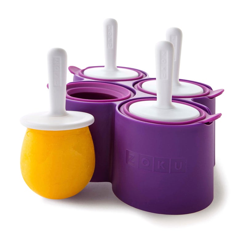 ZOKU Round Pop Molds - 4 Silicone Popsicle Molds with Reusable Sticks and Drip Guards, Easy-Release, BPA-Free - Image 1