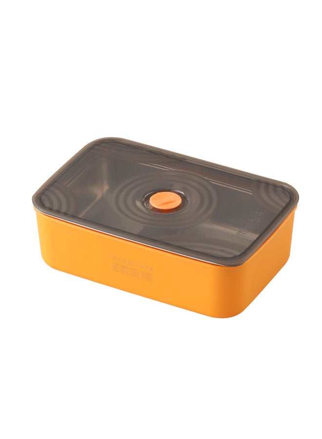Macaron Stainless Steel Preservation Box Compressed Sealed Box Microwave Refrigerator Storage Box With Lid Leak-proof Fruit Lunch Box-Specifications:Electrolytic: Small Two-grids Crisper Box (orange)  - Image 1