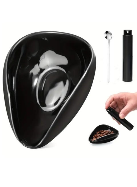 Coffee Bean tray and RDT Spray Bottle and Spoon 3-Piece Set, Coffee Bar Accessories, Ceramic Dosing Vessel, Single Dose Measuring Tray Kit, Coffee Lover Gift