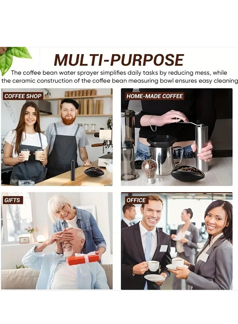 Coffee Bean tray and RDT Spray Bottle and Spoon 3-Piece Set, Coffee Bar Accessories, Ceramic Dosing Vessel, Single Dose Measuring Tray Kit, Coffee Lover Gift