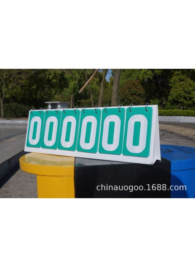 Generic Competition Scoreboard Activity Flip Card Red Yellow Blue Green Gray Scoring Card Early Education Color Number Card-Specifications:Six-digit Green Plastic Scoreboard  - Image 1