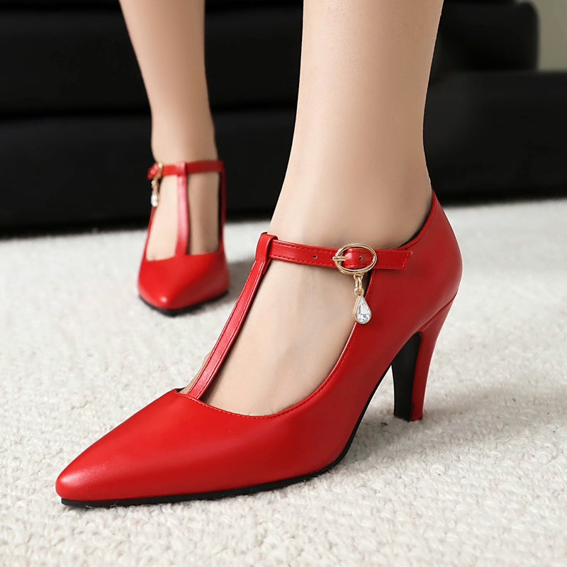 Early Spring 2025 External Single Fashion T-Buckle 33-46 Office Shallow High Heel Pointed Elegant Single Shoes - Image 5