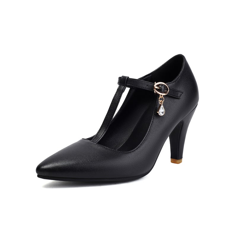 Early Spring 2025 External Single Fashion T-Buckle 33-46 Office Shallow High Heel Pointed Elegant Single Shoes - Image 1