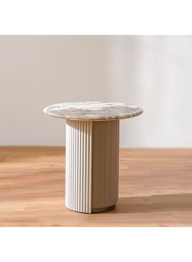 DANUBE HOME Hesdin Round Small Coffee Table Modern And Stylish Living Room Table Compact And Durable Coffee Table Sleek Round Design Elegant Home DÃ©cor Space-Saving Accent - Light Grey - Image 1