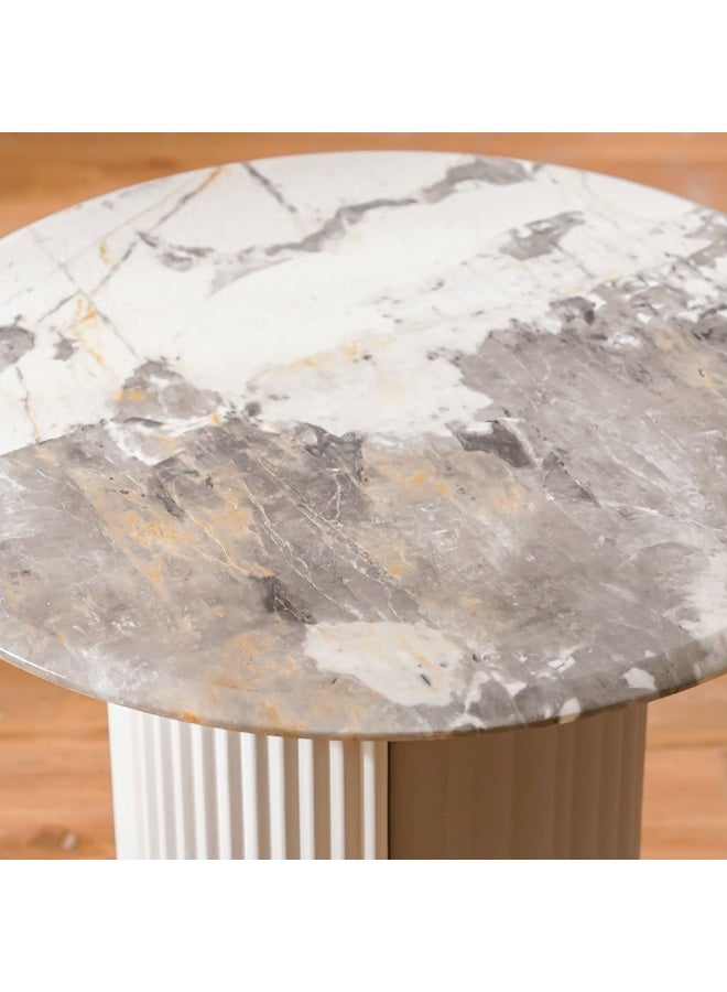 DANUBE HOME Hesdin Round Small Coffee Table Modern And Stylish Living Room Table Compact And Durable Coffee Table Sleek Round Design Elegant Home DÃ©cor Space-Saving Accent - Light Grey - Image 2