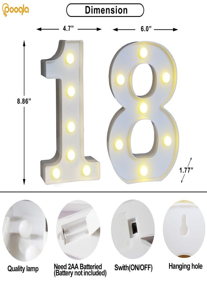 Pooqla 18th Birthday Decorations for Girls Boys, Light Up Number 18 for Party Table Decorations, 18th Birthday Gift for Her Him, Backdrop Wall Decor for 18th Wedding Anniversary Decoration - Image 4