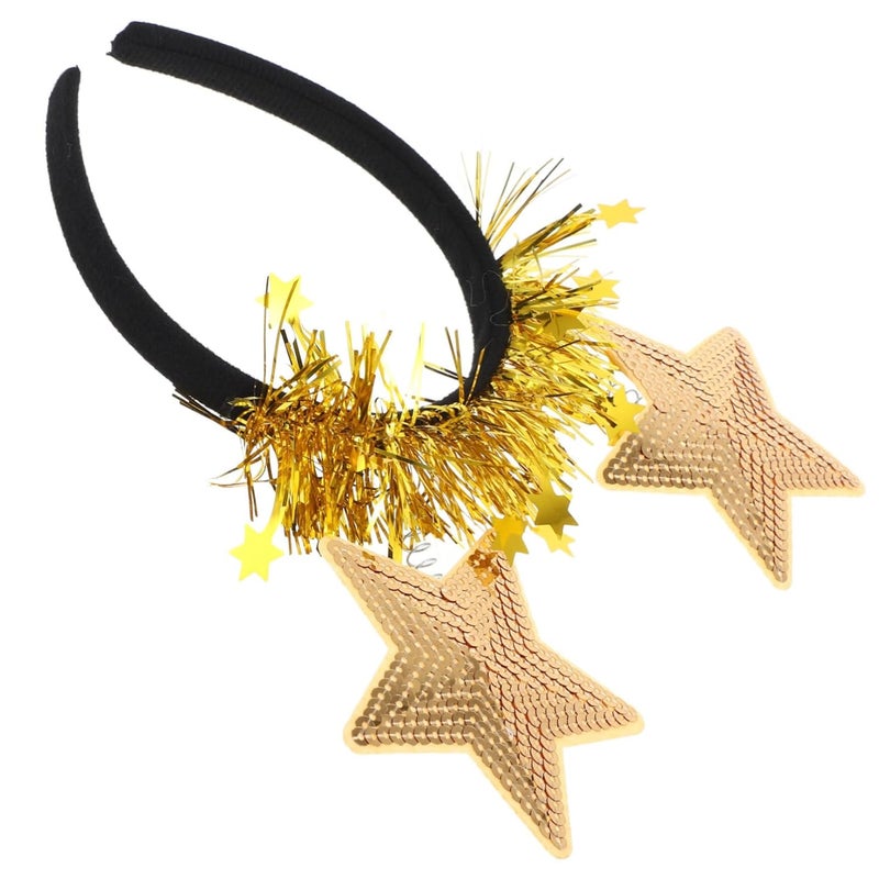 Golden Sequin Star Headband Women Party Photo Props Festive Birthday Holiday Accessory - Image 1