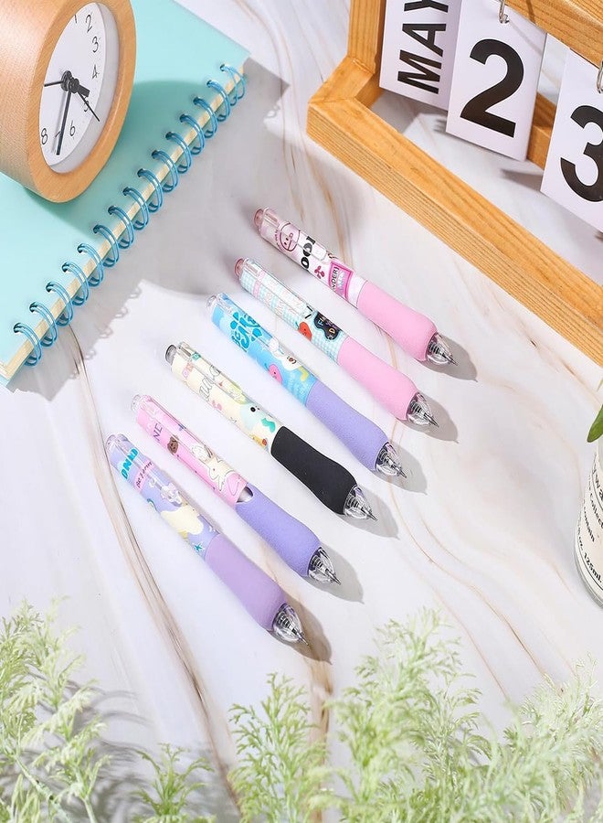 LSFCHYBY 6Pcs Cute Pens Kawaii Gel Pens Retractable Rollerball Pen Set Korean Pens Fine Point Smooth Writing Pens 0.5 Black Soft Grip Quick Dry Ink Aesthetic Office School Supplies Korean Stationary for Teens - Image 4