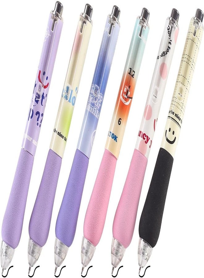 LSFCHYBY 6Pcs Cute Pens Kawaii Gel Pens Retractable Rollerball Pen Set Korean Pens Fine Point Smooth Writing Pens 0.5 Black Soft Grip Quick Dry Ink Aesthetic Office School Supplies Korean Stationary for Teens - Image 3