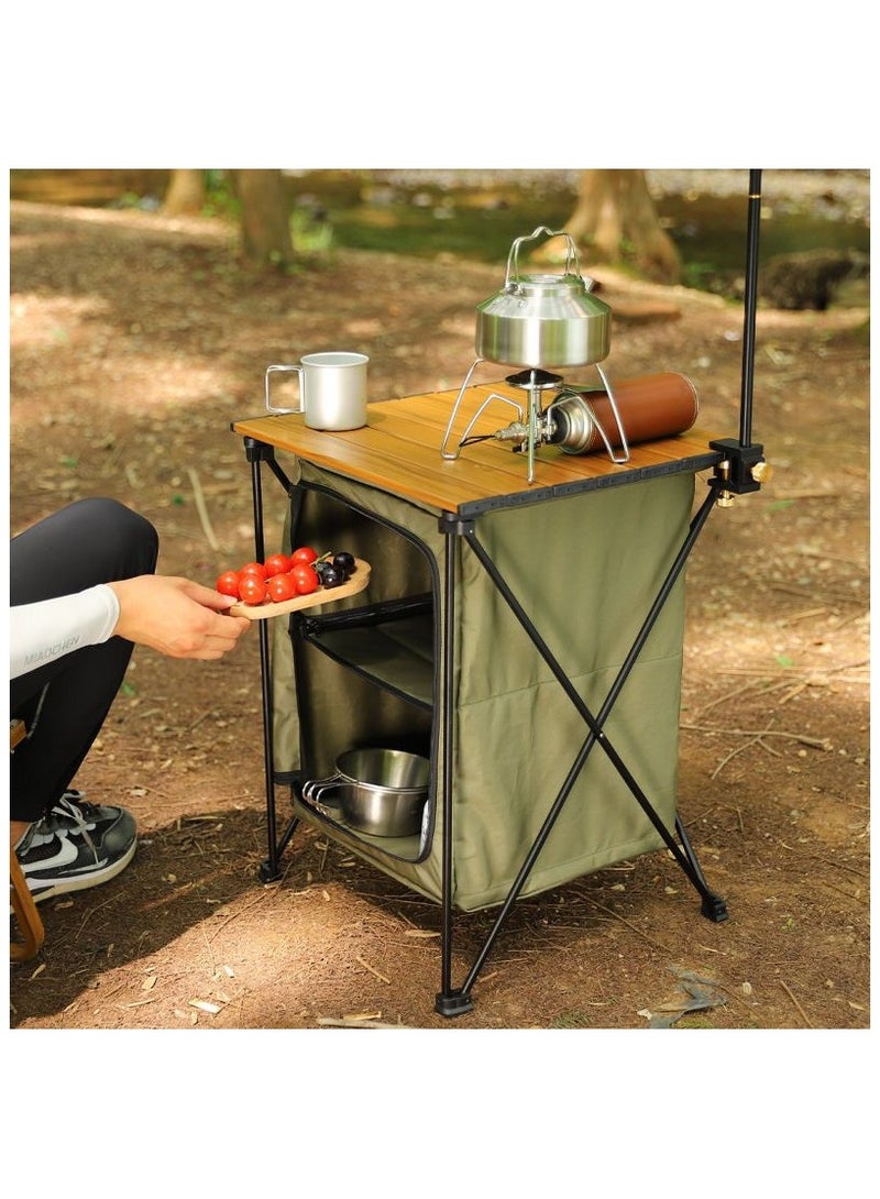 Generic Outdoor Foldable Storage Bin with Lid | Portable Storage Cabinet & Camping Organizer | Multipurpose Picnic Table for Supplies, Books, Snacks & Car Trunk | Waterproof & Durable - Image 1