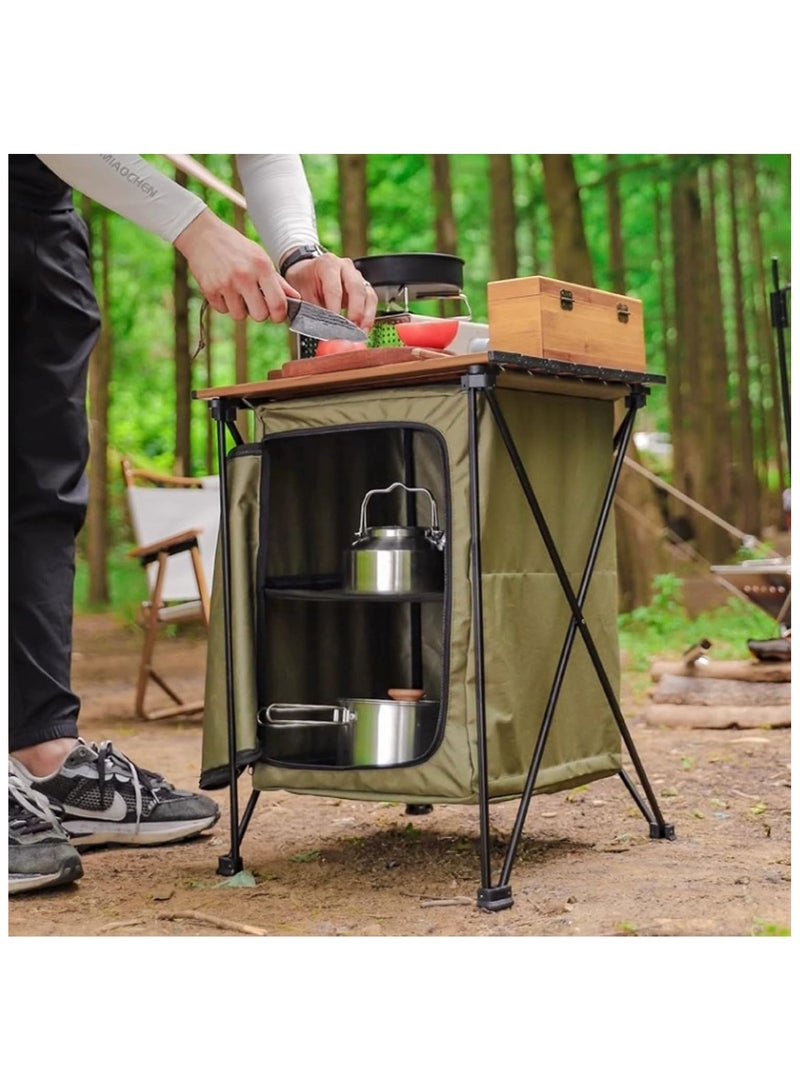 Generic Outdoor Foldable Storage Bin with Lid | Portable Storage Cabinet & Camping Organizer | Multipurpose Picnic Table for Supplies, Books, Snacks & Car Trunk | Waterproof & Durable - Image 3
