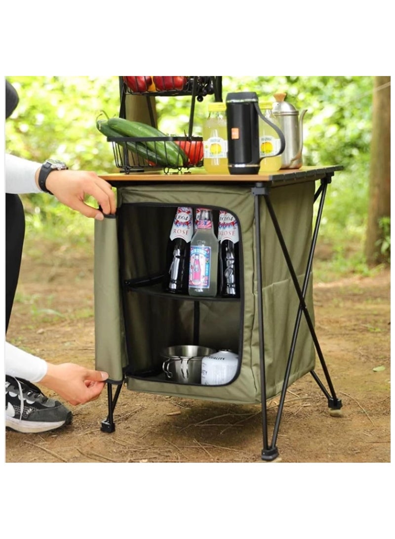 Generic Outdoor Foldable Storage Bin with Lid | Portable Storage Cabinet & Camping Organizer | Multipurpose Picnic Table for Supplies, Books, Snacks & Car Trunk | Waterproof & Durable - Image 4