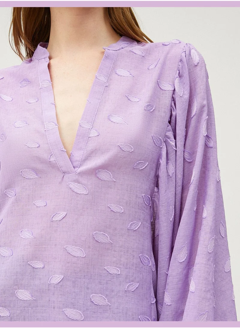 KOTON Bat Sleeve Mandarin Neck Blouse
