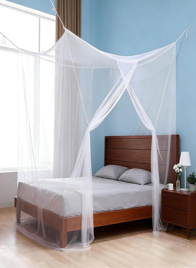 Vawolecy 4 Corners Mosquito Net for Mosquiteros para Camas Bed Canopies Netting Bed Drapes with Carry Bag,One Side Opening Rectangular Mosquito Mesh for Camping Home Dorm Outdoor Travel - Image 2