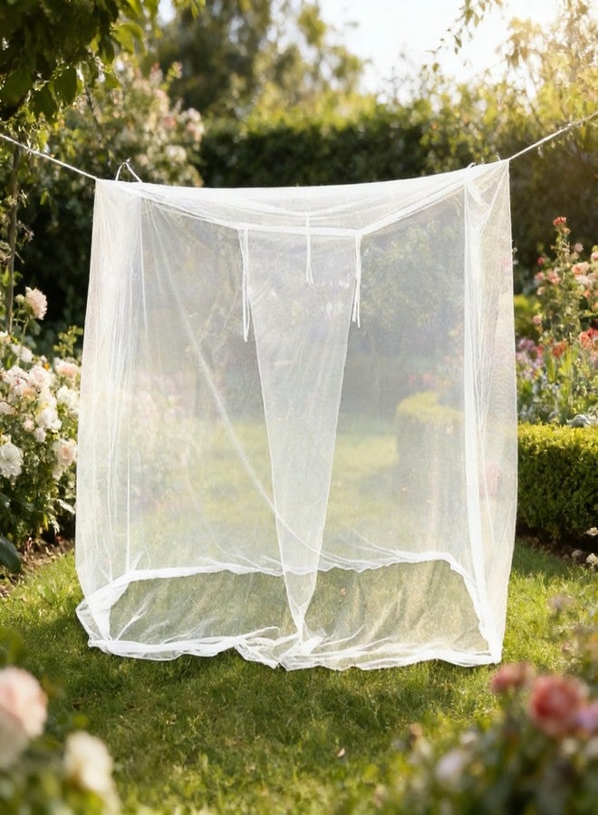 Vawolecy 4 Corners Mosquito Net for Mosquiteros para Camas Bed Canopies Netting Bed Drapes with Carry Bag,One Side Opening Rectangular Mosquito Mesh for Camping Home Dorm Outdoor Travel - Image 1