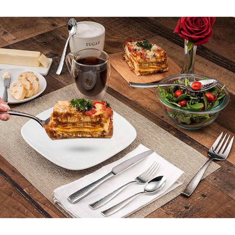 Hudson Essentials 8-Piece Hammered 18/10 Stainless Steel Flatware Serving Set - Hostess Silverware with Cake Knife & Cake Server - Image 5