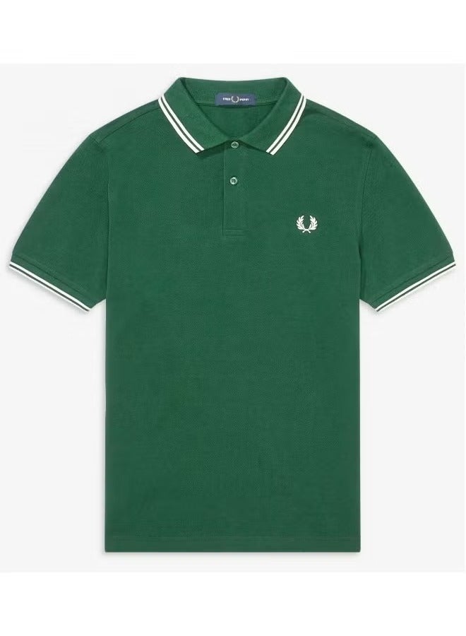 FRED PERRY Essential Logo Printed Polo Shirt Green  - Image 1