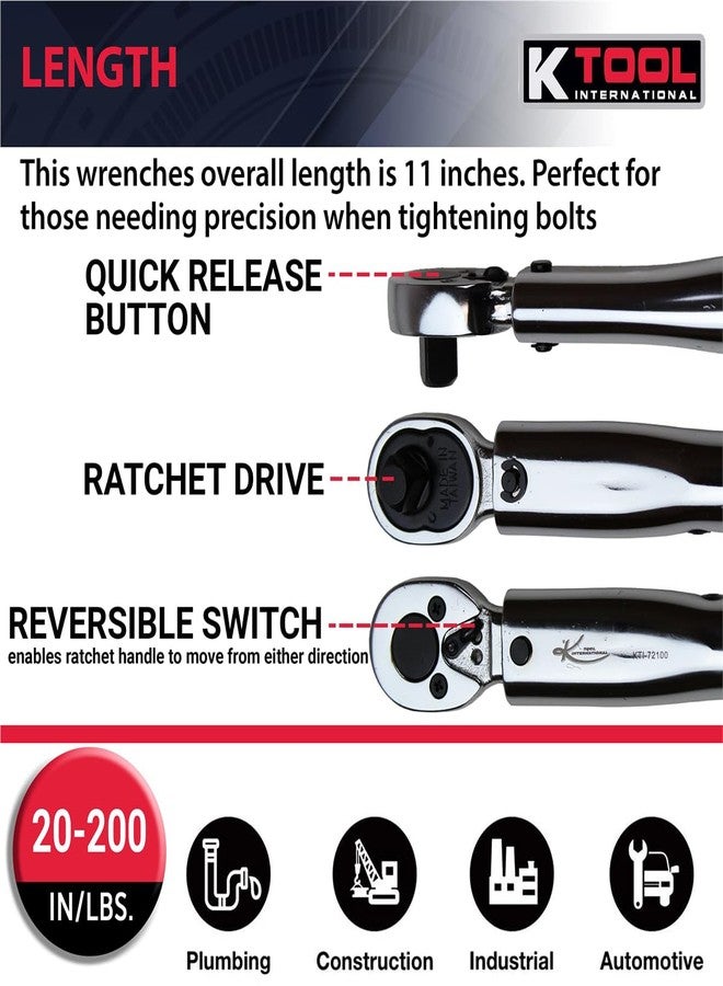 K-Tool International K Tool International TORQUE WRENCH 3/8IN. DRIVE 20-200IN./LBS. - Image 5