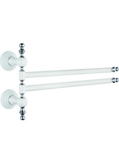 Saray Banyo Saray Bathroom Artemis White Chrome Double Swivel Towel Holder 