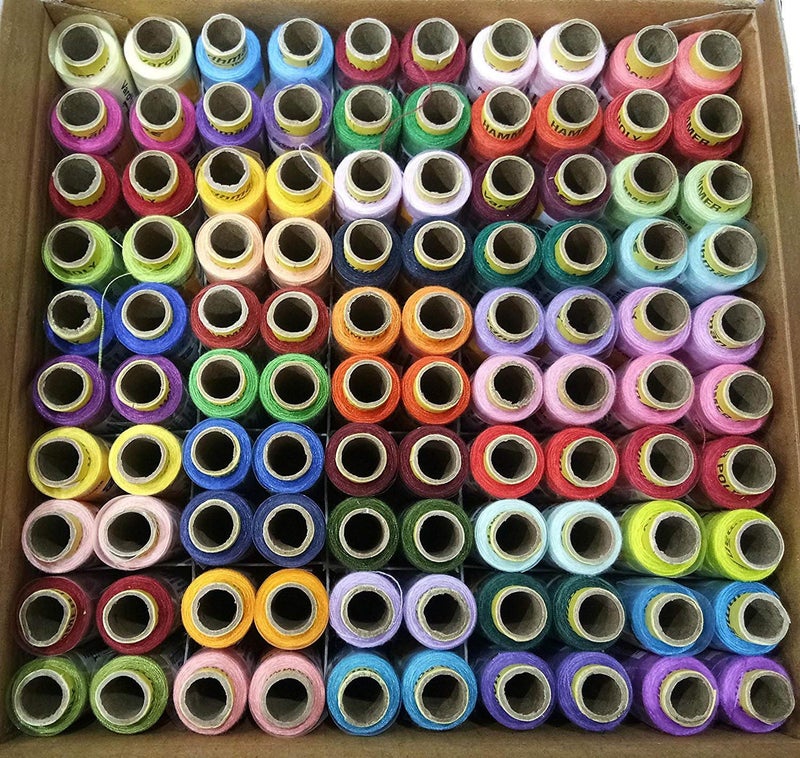 Husky Vardhman Polyester Blend 100 Sewing Threads Spool (Multicolour, 180 m Each) - Image 1