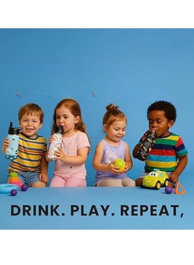 S2C Kids Water Bottle with Straw Lid – 550ml Stainless Steel, Double Wall Insulated, BPA-Free, Leak-Proof Bottle for School & Toddlers (MUSHROOM) - Image 2