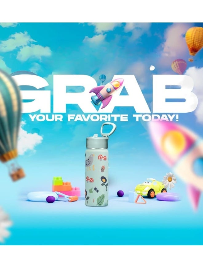 S2C Kids Water Bottle with Straw Lid – 550ml Stainless Steel, Double Wall Insulated, BPA-Free, Leak-Proof Bottle for School & Toddlers (MUSHROOM) - Image 4