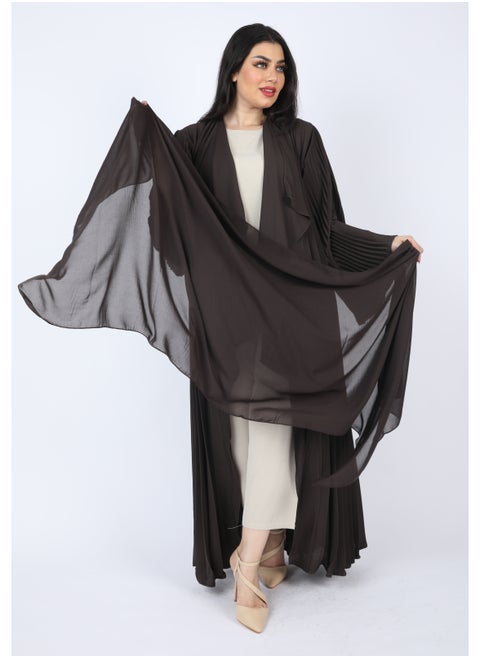 Maxi  Plissé Abaya with Long Wide Sleeves