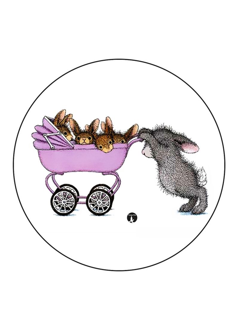 RKN Rabbits Printed Mouse Pad  Round  Multicolour