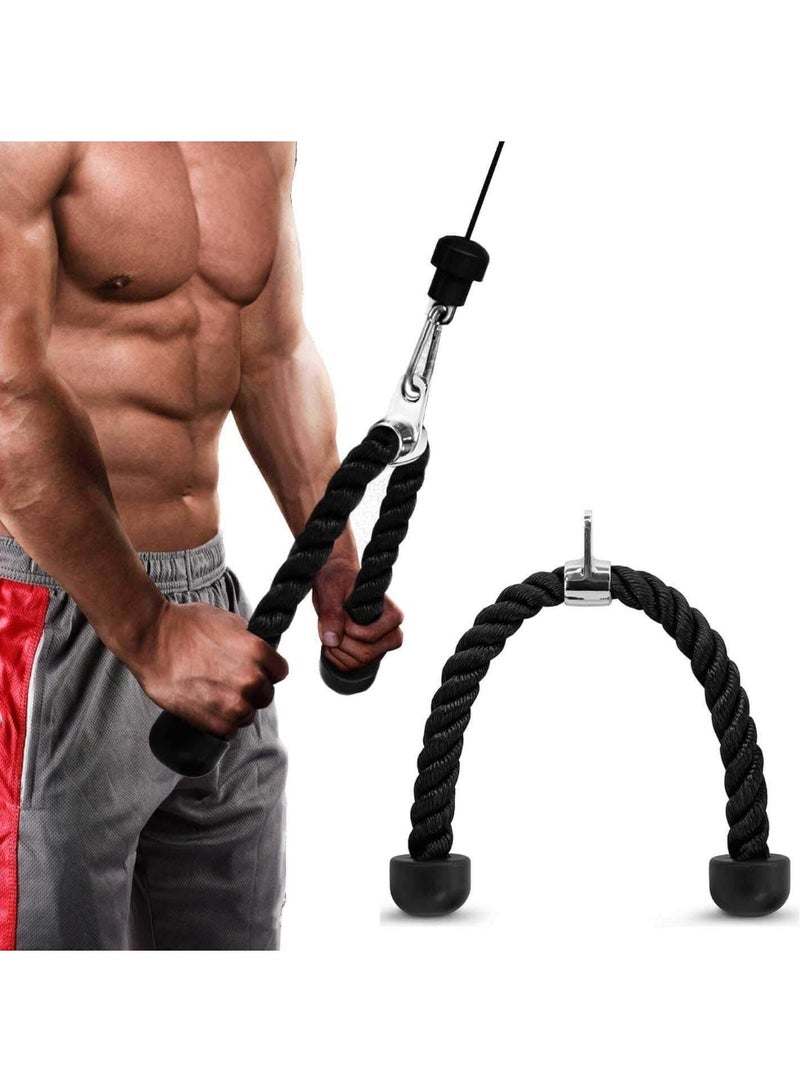 FLEXI MUSCLES ملحق حبل سحب العضلة ثلاثية الرؤوس من فليكسى ماسلز – مقبض آلة كابل نايلون ثقيل مع موصل كروم لتمارين العضلة ثلاثية الرؤوس، العضلة ذات الرأسين، الأكتاف والبطن – للاستخدام في المنزل والصالة الرياضية - Image 4