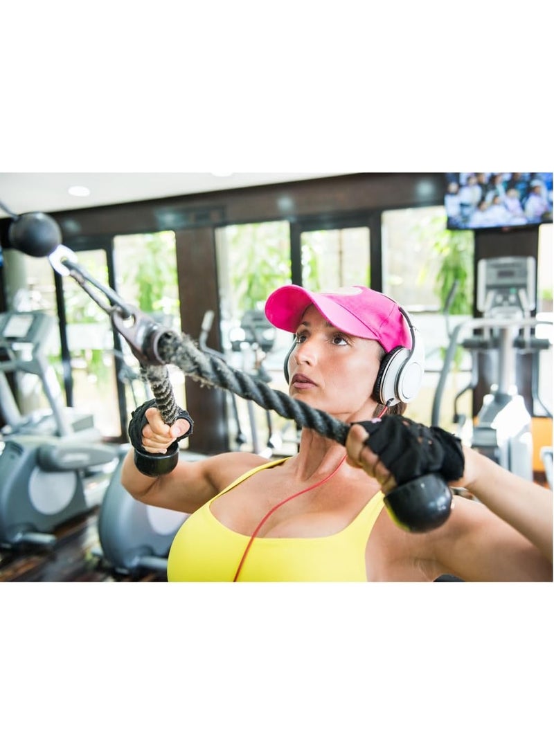 FLEXI MUSCLES ملحق حبل سحب العضلة ثلاثية الرؤوس من فليكسى ماسلز – مقبض آلة كابل نايلون ثقيل مع موصل كروم لتمارين العضلة ثلاثية الرؤوس، العضلة ذات الرأسين، الأكتاف والبطن – للاستخدام في المنزل والصالة الرياضية - Image 5