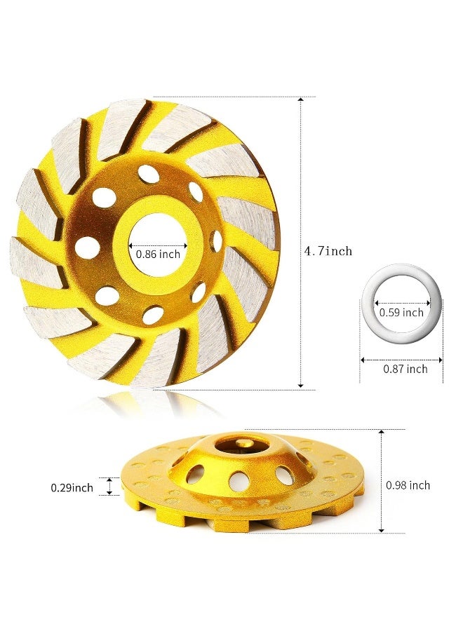 HRLORKC 4.7 Inch Concrete Turbo Diamond Grinding Cup Wheel 12 Segs Heavy Duty Angle Grinder Wheels for Angle Grinder - Image 2
