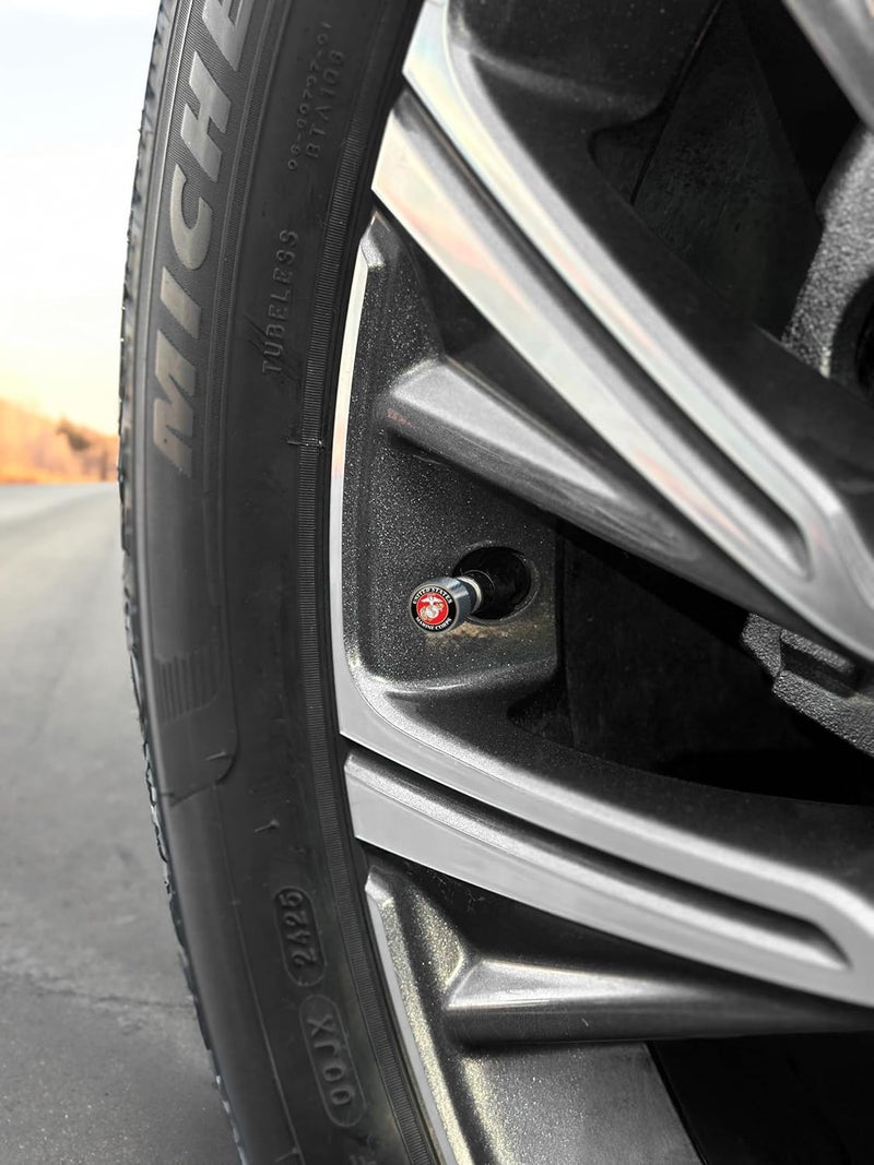 Elektroplate Officially Licensed United States Marine Corps Insignia Bright Chrome Aluminum Knurling Tire Valve Stem Caps | Universal Fit for Cars, Bikes, Trucks, RV, Motorcycles, Trailers (Pack of 4) - Image 2