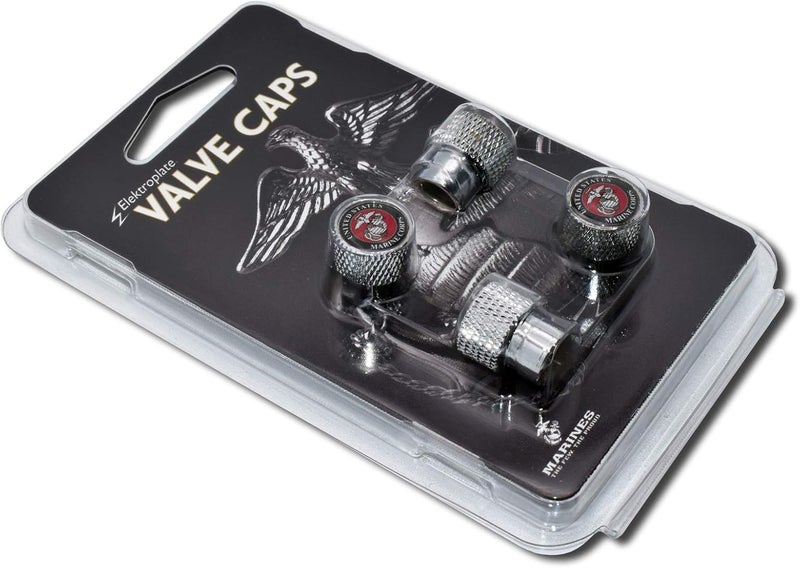 Elektroplate Officially Licensed United States Marine Corps Insignia Bright Chrome Aluminum Knurling Tire Valve Stem Caps | Universal Fit for Cars, Bikes, Trucks, RV, Motorcycles, Trailers (Pack of 4) - Image 4