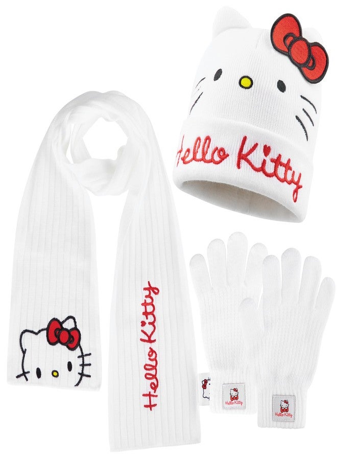 Hello Kitty Girls Hat Gloves And Scarf Set, Winter Accessories - Gifts For Girls - Image 1