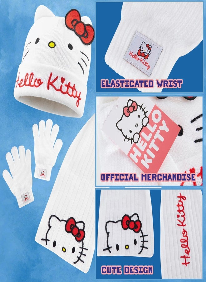 Hello Kitty Girls Hat Gloves And Scarf Set, Winter Accessories - Gifts For Girls - Image 4