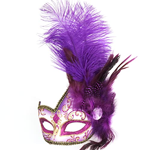 Coddsmz Women Feather Masquerade Mask - Venetian Party & Mardi Gras Fancy Dress Mask - Image 3