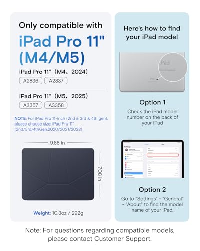 MOFT Dynamic Folio Case for iPad Pro 11- inch (M5 2025 / M4 2024), Slim Magnetic Stand Case with 20+ Viewing Angles, Auto Wake/Sleep, Ultra Thin,Navy Blue x Oz Green - Image 2