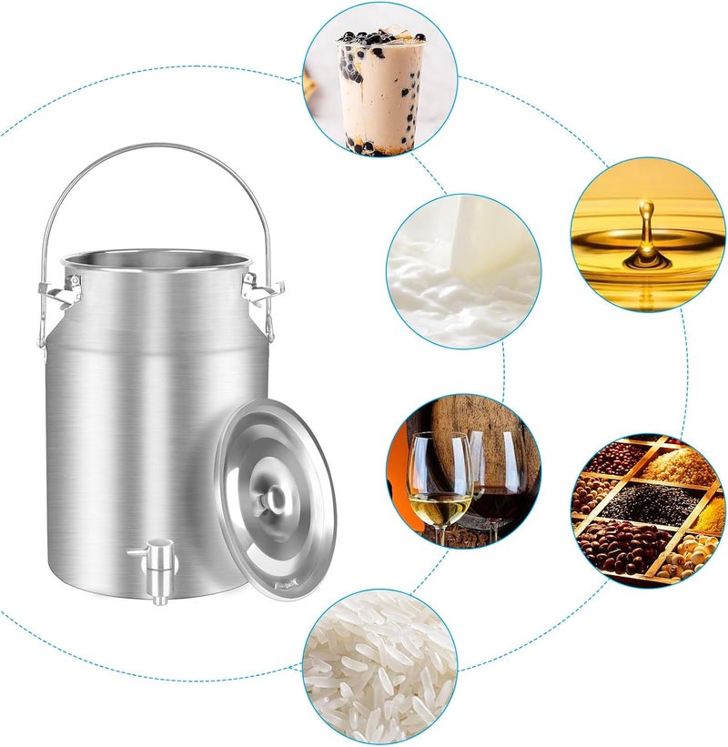 Togarhow 304 Stainless Steel 10 Liter Milk Can Milk Bucket Wine Pail Bucket with Spigot 2.64 Gallon Milk Can Tote Jug with Sealed Lid Heavy Duty for Milk and Wine - Image 5