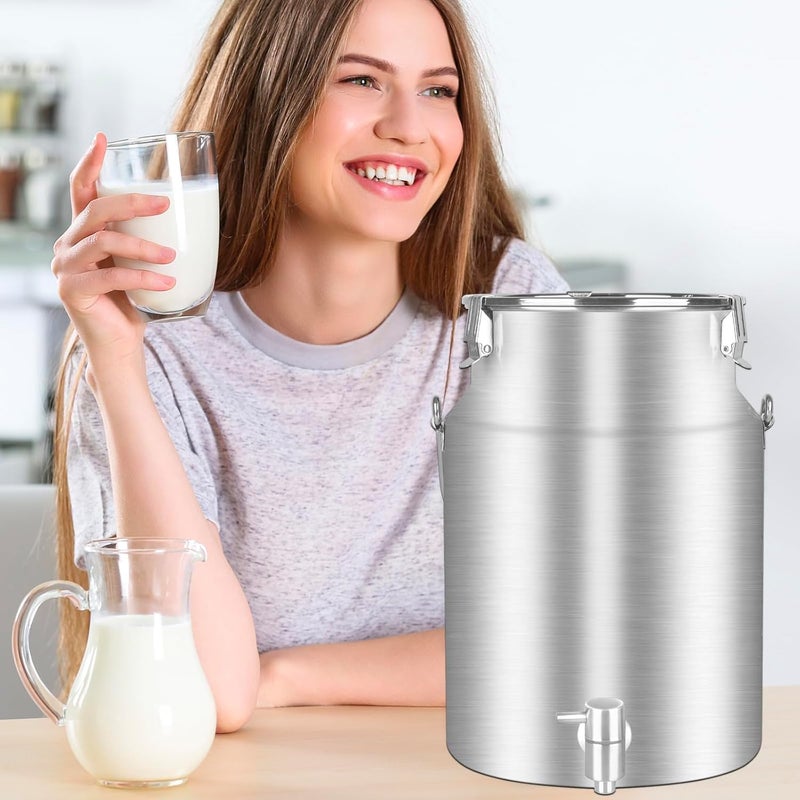 Togarhow 304 Stainless Steel 10 Liter Milk Can Milk Bucket Wine Pail Bucket with Spigot 2.64 Gallon Milk Can Tote Jug with Sealed Lid Heavy Duty for Milk and Wine - Image 4