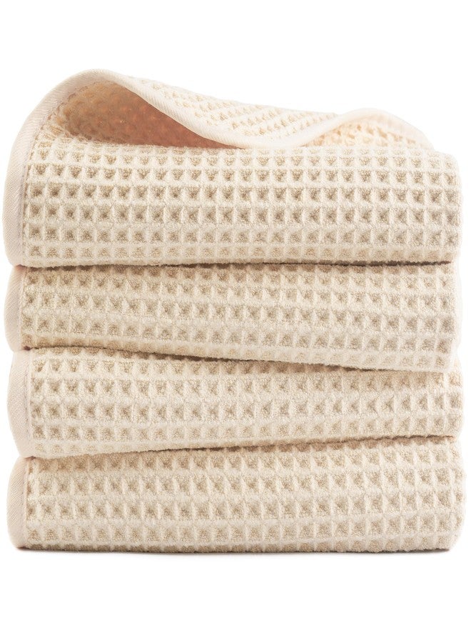 POLYTE Microfiber Lint Free Hand Towel, 16 x 30 in, 4 Pack (Waffle Weave) - Image 1