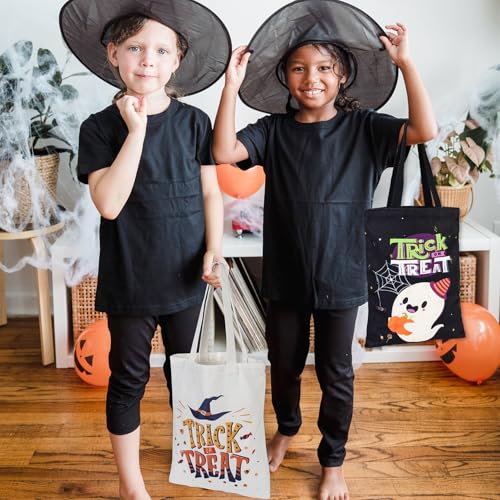 ATFUNSHOP Trick or Treat Bags Halloween Bags 3PACKS Cat Ghost Canvas Reusable Large Tote Bucket for Kids - Image 3