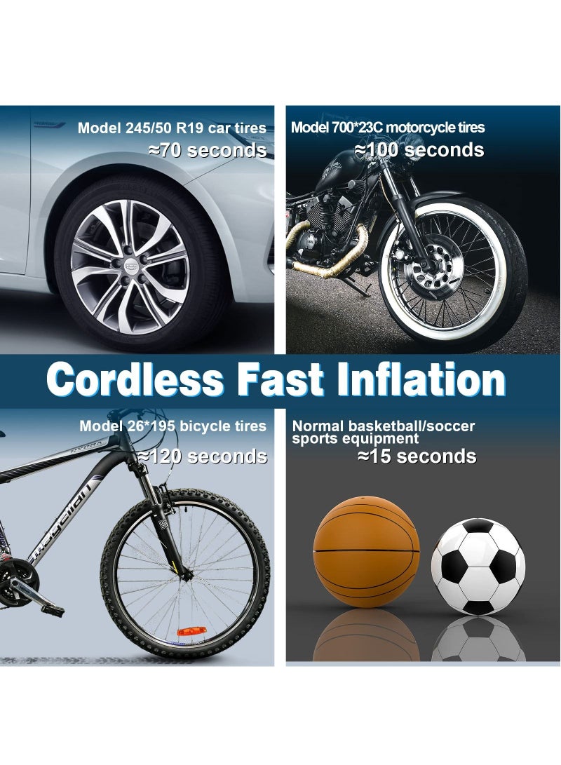 Tire Inflator Portable Air Compressor, Digital Display Tires Inflatable Type-C Charging, Led Light and Accurate Pressure Readings for Bicycle, E-Bike, Car, Motorbike, ball - Image 3